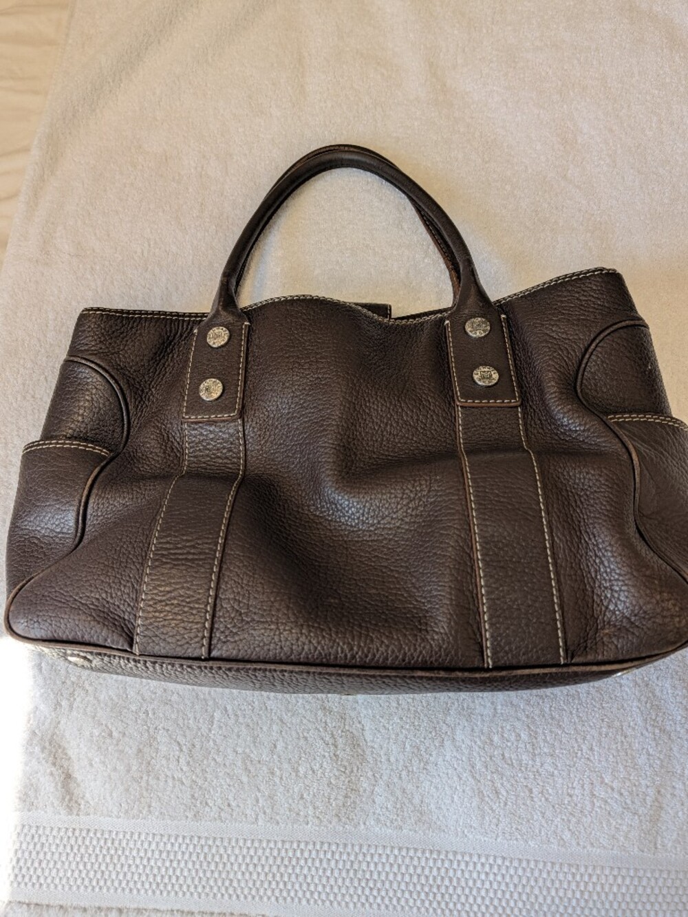 Vintage Michael Kors Espresso Brown Pebbled Leather Satchel Tote Bag Y2K